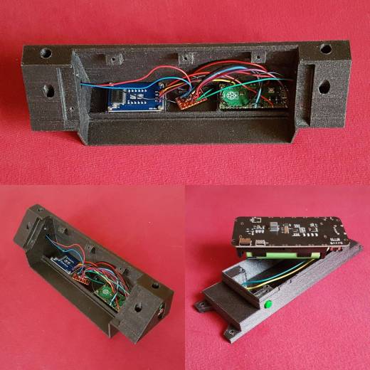 innereien des puzzlezählers mit mikrokontroller, display, buzzer, lipo-akkus sowie lipo steuer- und 