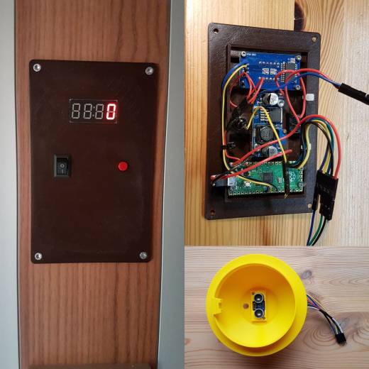 wasserstandsmessung im wohnwagen mit mikrokontroller. links: anzeigen per knopfdruck, rechts: elektr